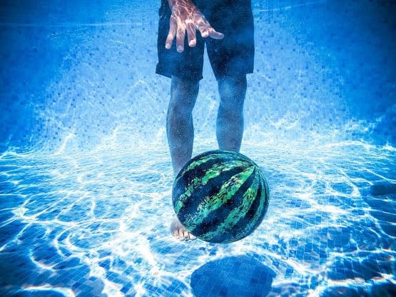Watermelon Ball - Swimming Pool Game Toy - the Ball You Fill with Water, Dribble and Pass Under Water